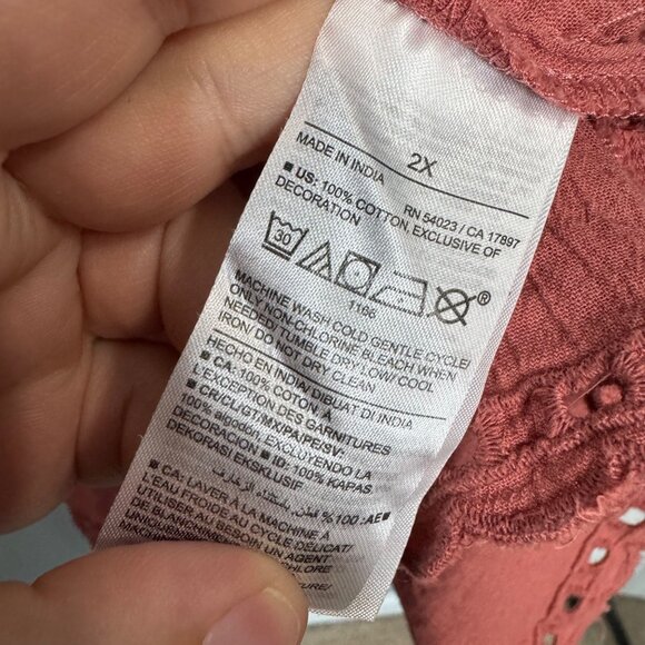 OLD NAVY lace trimmed elbow length poet top size 2X - Picture 4 of 7